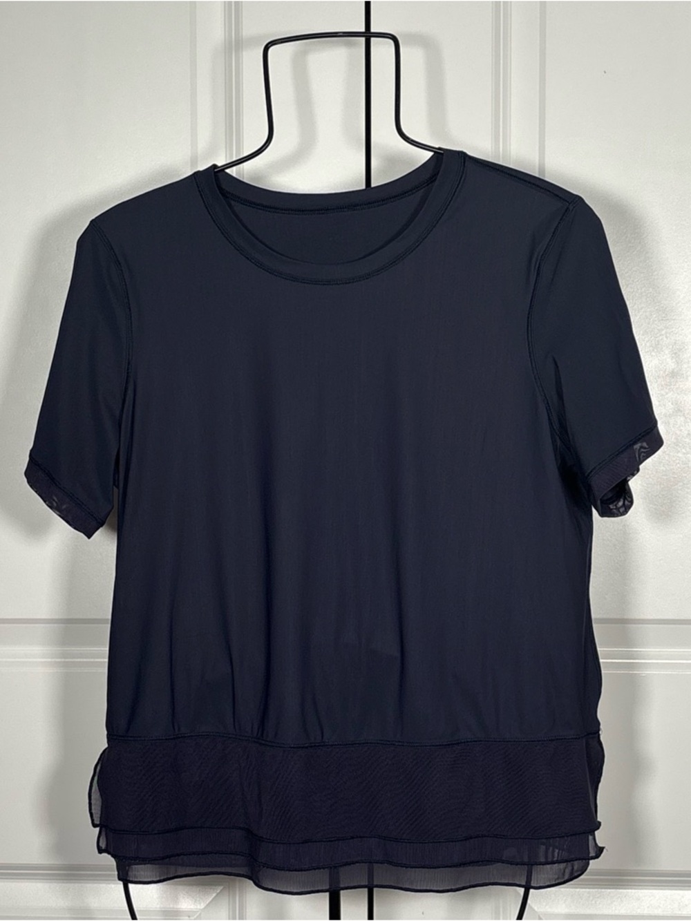 Lululemon Navy Short Sleeve Layered Hem Top